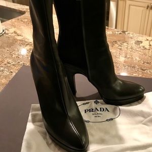 Prada black leather bootie
